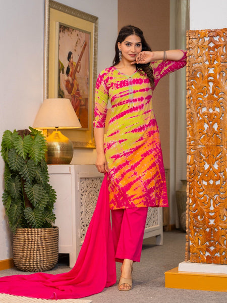 Pure Cotton Shibori Effect Kurta Pant  and  Dupatta