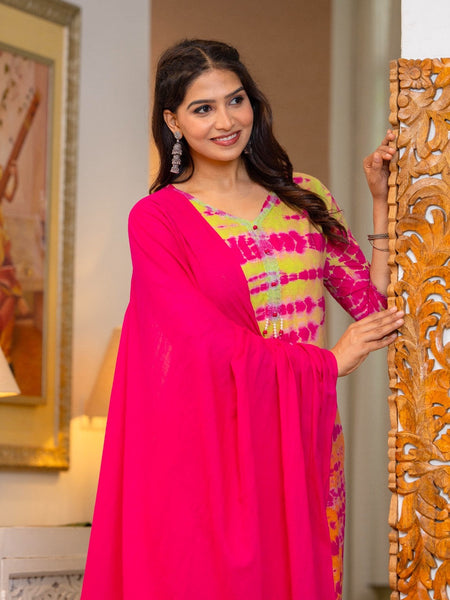 Pure Cotton Shibori Effect Kurta Pant  and  Dupatta