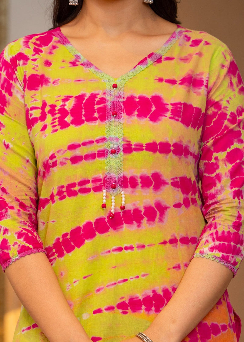 Pure Cotton Shibori Effect Kurta Pant  and  Dupatta