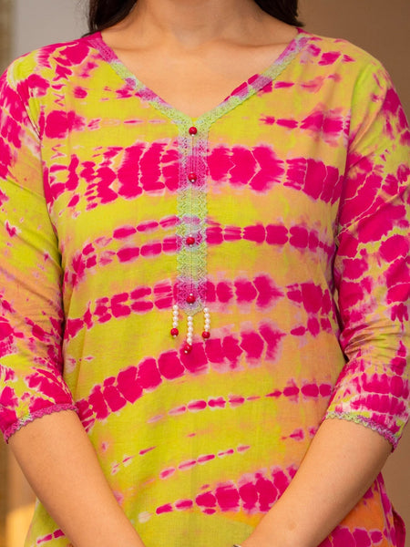 Pure Cotton Shibori Effect Kurta Pant  and  Dupatta