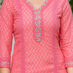 Cotton Schiffli Kurta Pant & Dupatta