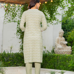 Cotton Schiffili Embroidered Kurta Pants and Dupatta