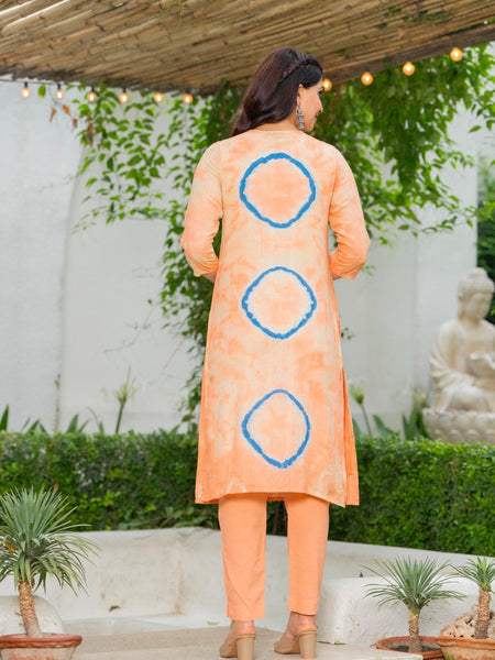 Cotton Dobby Tie and Dye Effect Kurta Pants and Dupatta