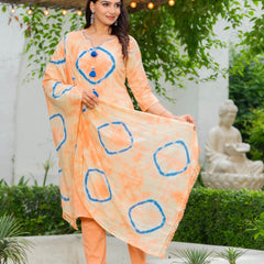 Cotton Dobby Tie and Dye Effect Kurta Pants and Dupatta