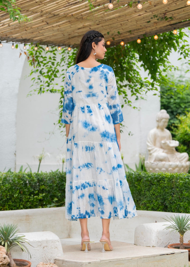 MulCotton Tie and Dye Tiered Dress