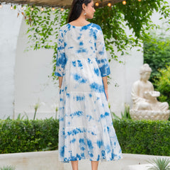 MulCotton Tie and Dye Tiered Dress