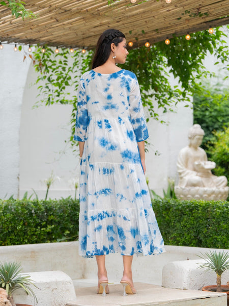 MulCotton Tie and Dye Tiered Dress