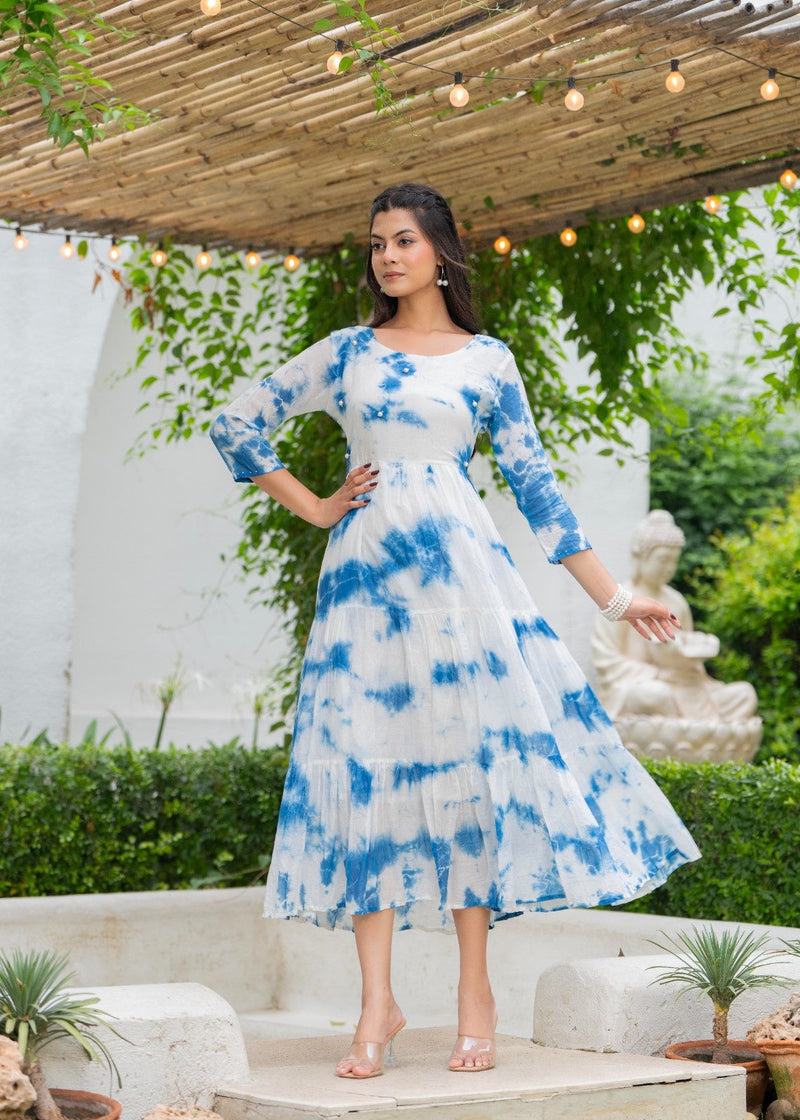 MulCotton Tie and Dye Tiered Dress