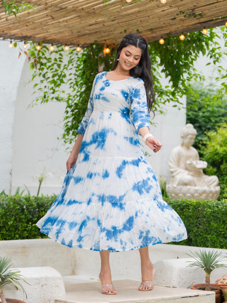 MulCotton Tie and Dye Tiered Dress
