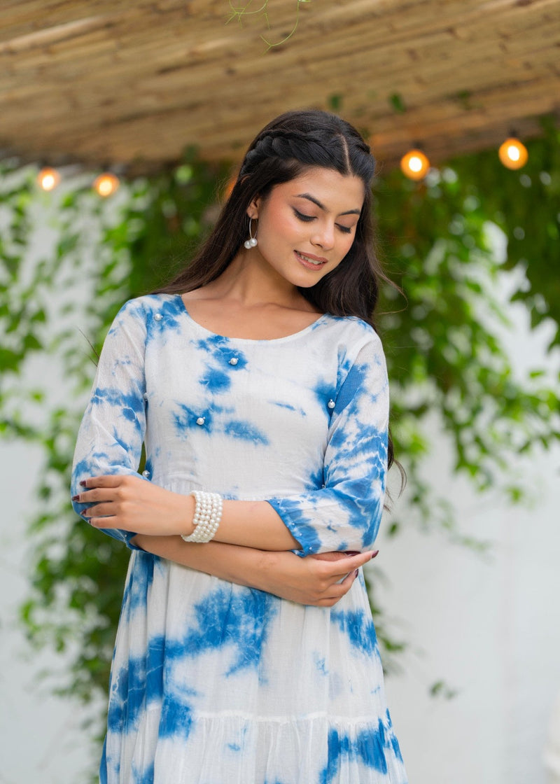 MulCotton Tie and Dye Tiered Dress
