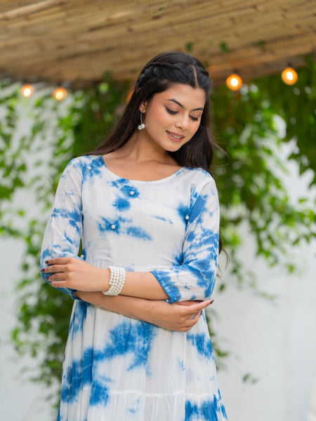 MulCotton Tie and Dye Tiered Dress