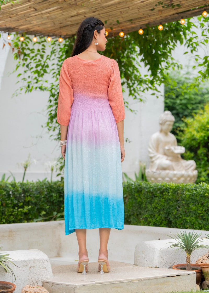 Rayon Crepe Smoking Maxi Dress