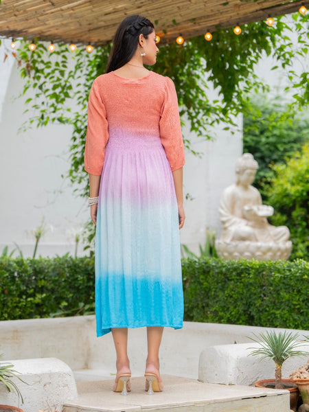 Rayon Crepe Smoking Maxi Dress