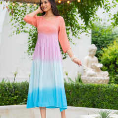 Rayon Crepe Smoking Maxi Dress