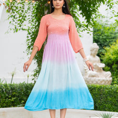 Rayon Crepe Smoking Maxi Dress