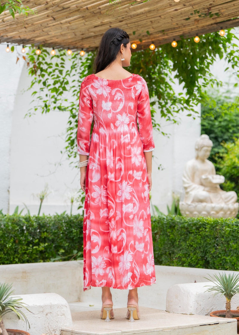 Rayon Crepe Smoking Maxi Dress