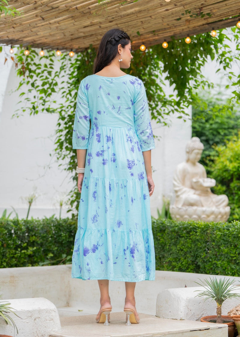 MulCotton Tie and Dye Tiered Dress