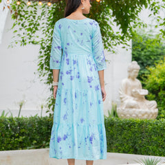 MulCotton Tie and Dye Tiered Dress
