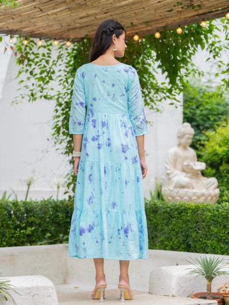 MulCotton Tie and Dye Tiered Dress
