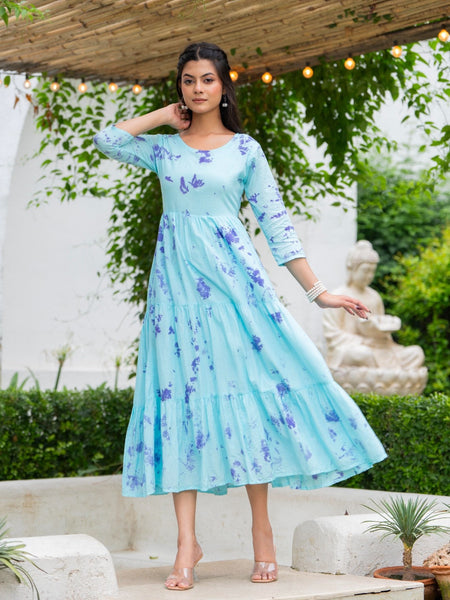 MulCotton Tie and Dye Tiered Dress