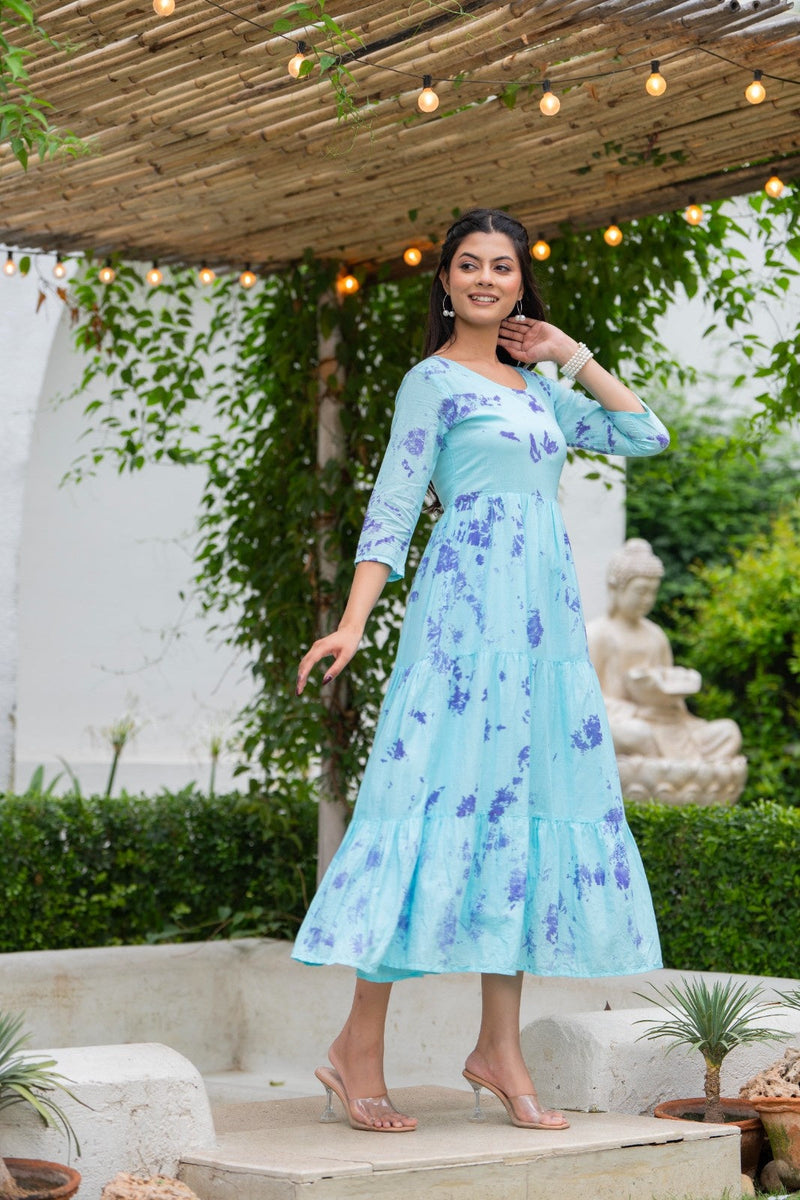 MulCotton Tie and Dye Tiered Dress