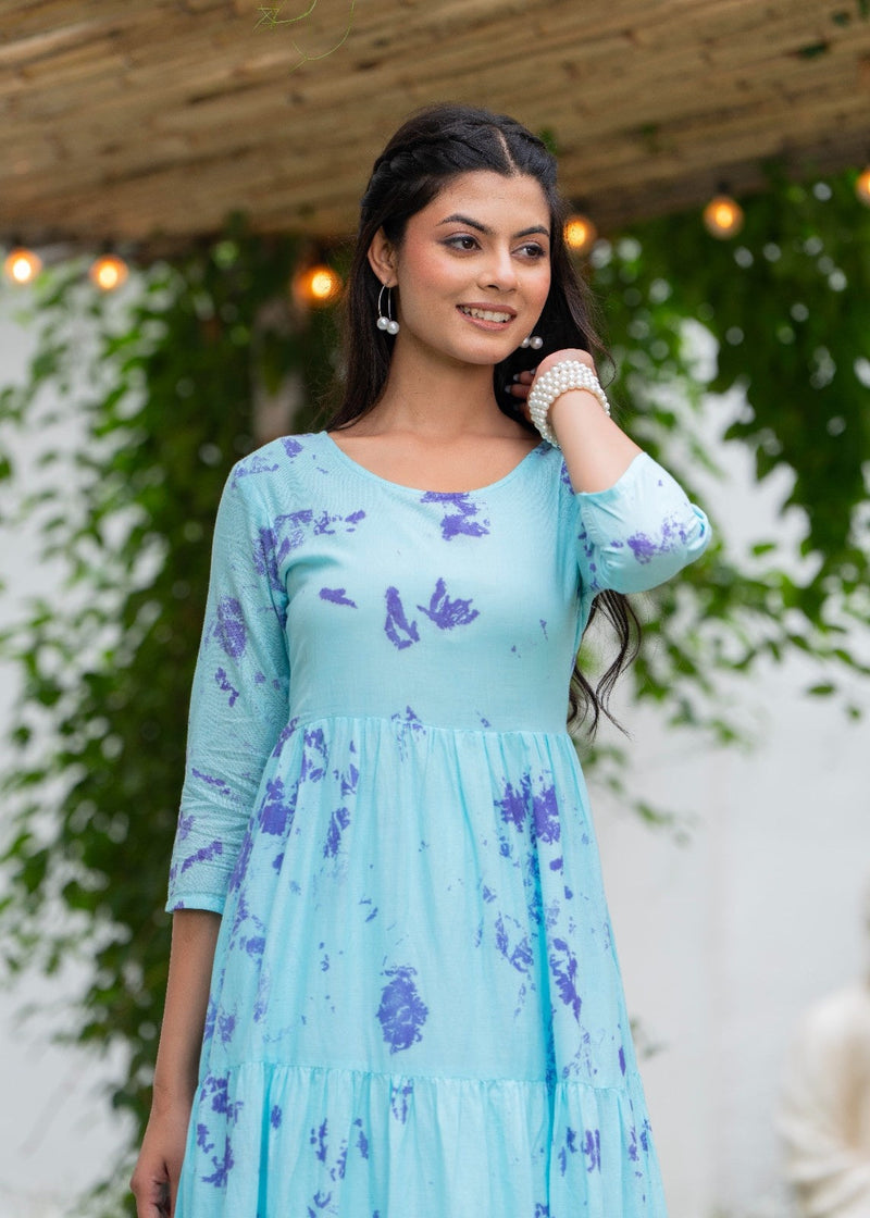 MulCotton Tie and Dye Tiered Dress