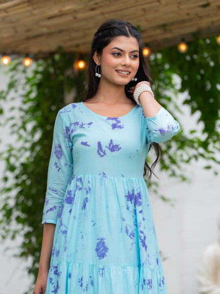 MulCotton Tie and Dye Tiered Dress