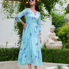 MulCotton Tie and Dye Tiered Dress