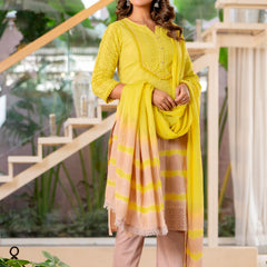 Women Yellow Tie&Dye Straight shape, kurta, pant & Duptta