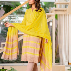 Women Yellow Tie&Dye Straight shape, kurta, pant & Duptta
