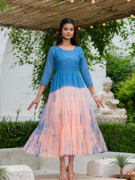 Mulcotton Tie and Dye Tiered Dress