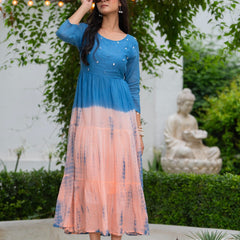 Mulcotton Tie and Dye Tiered Dress