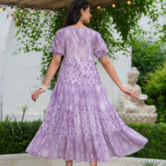 Mulcotton with Notched Collar Tiered Dress