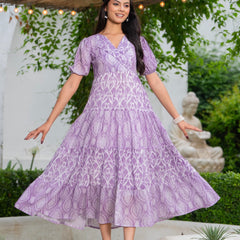 Mulcotton with Notched Collar Tiered Dress