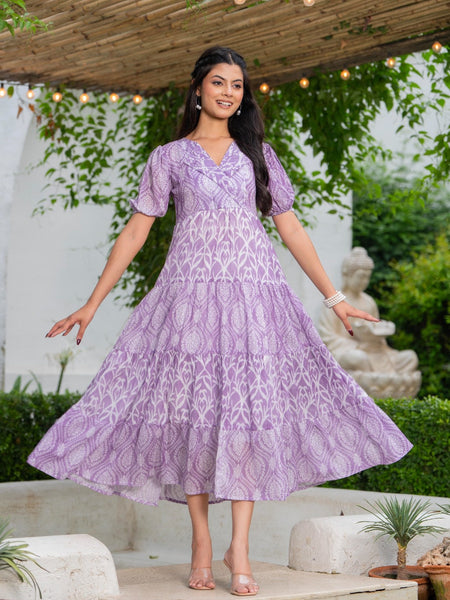 Mulcotton with Notched Collar Tiered Dress