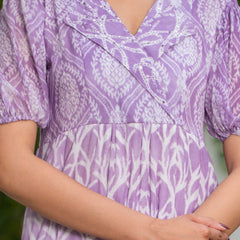 Mulcotton with Notched Collar Tiered Dress