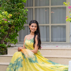 MulCotton Tie and Dye Sleeveless Tiered Dress