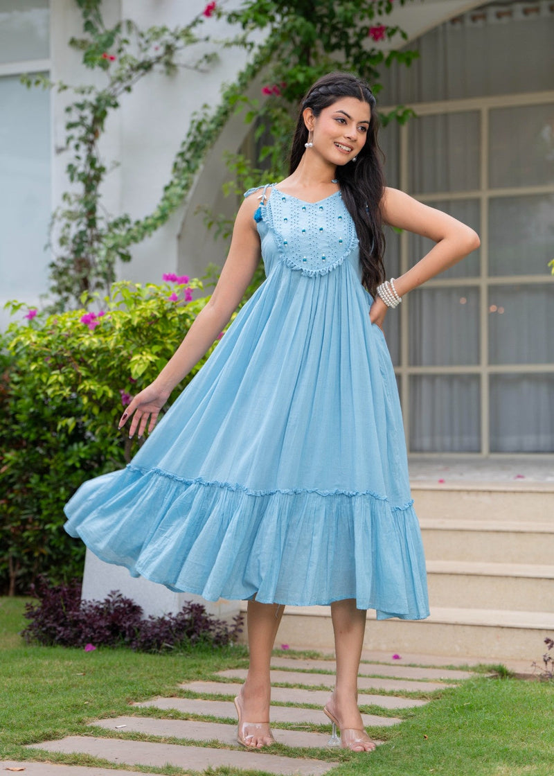 Mulcotton with Gathers Straps Dress