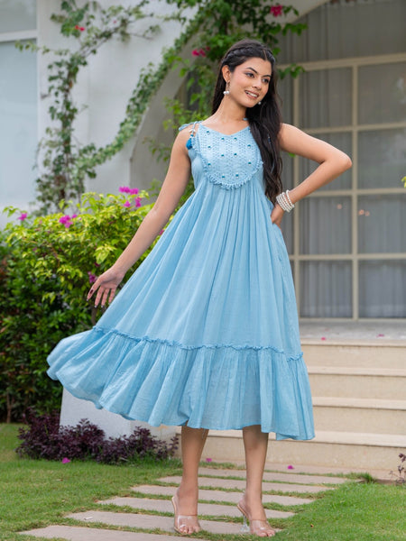 Mulcotton with Gathers Straps Dress