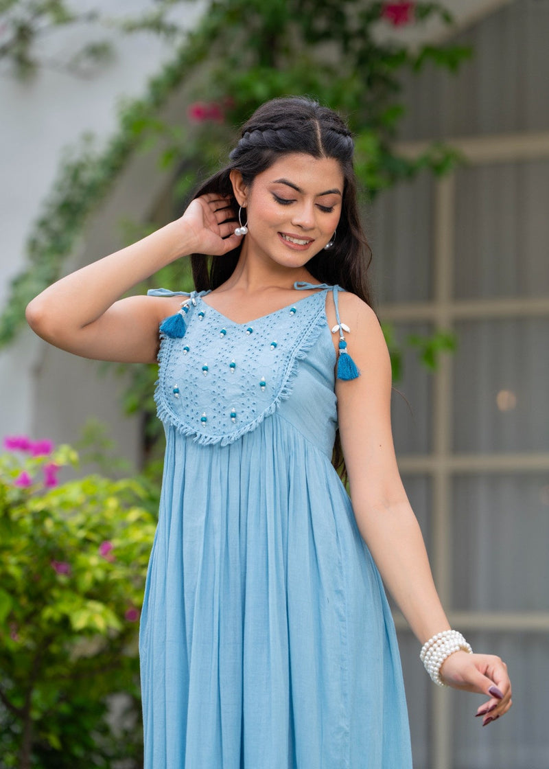 Mulcotton with Gathers Straps Dress