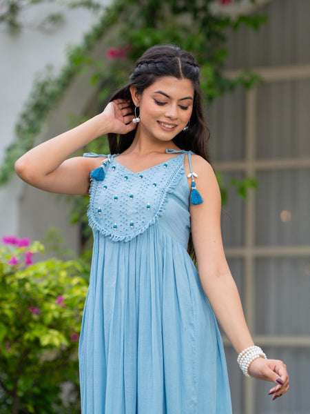 Mulcotton with Gathers Straps Dress