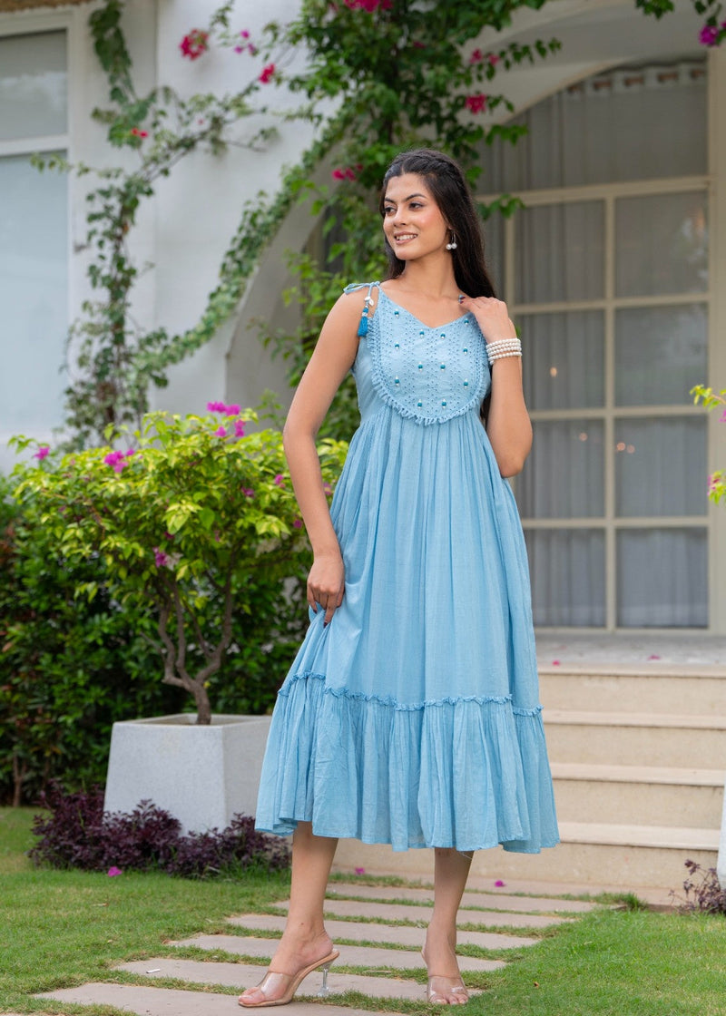 Mulcotton with Gathers Straps Dress