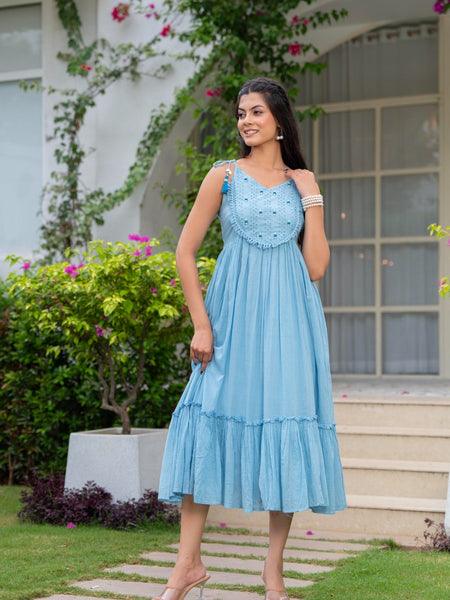 Mulcotton with Gathers Straps Dress