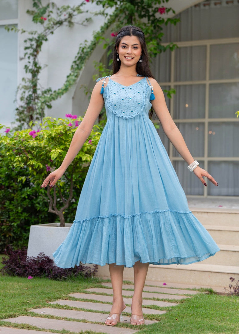 Mulcotton with Gathers Straps Dress