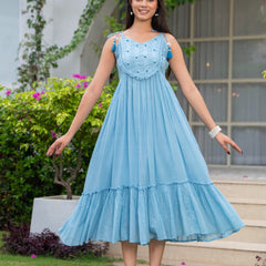 Mulcotton with Gathers Straps Dress