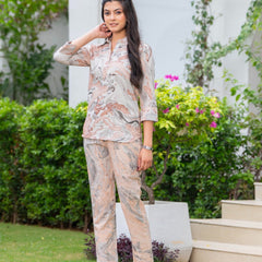 Pure Cotton Marble Print Cord-Set