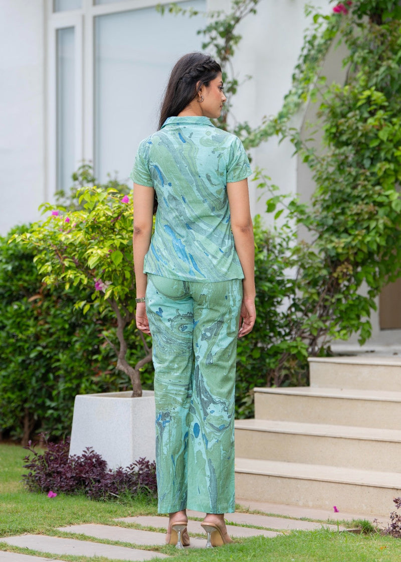 Pure Cotton Marble Print Cord-Set