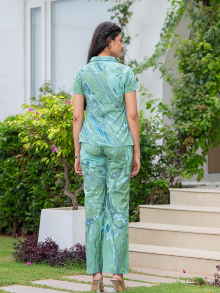 Pure Cotton Marble Print Cord-Set