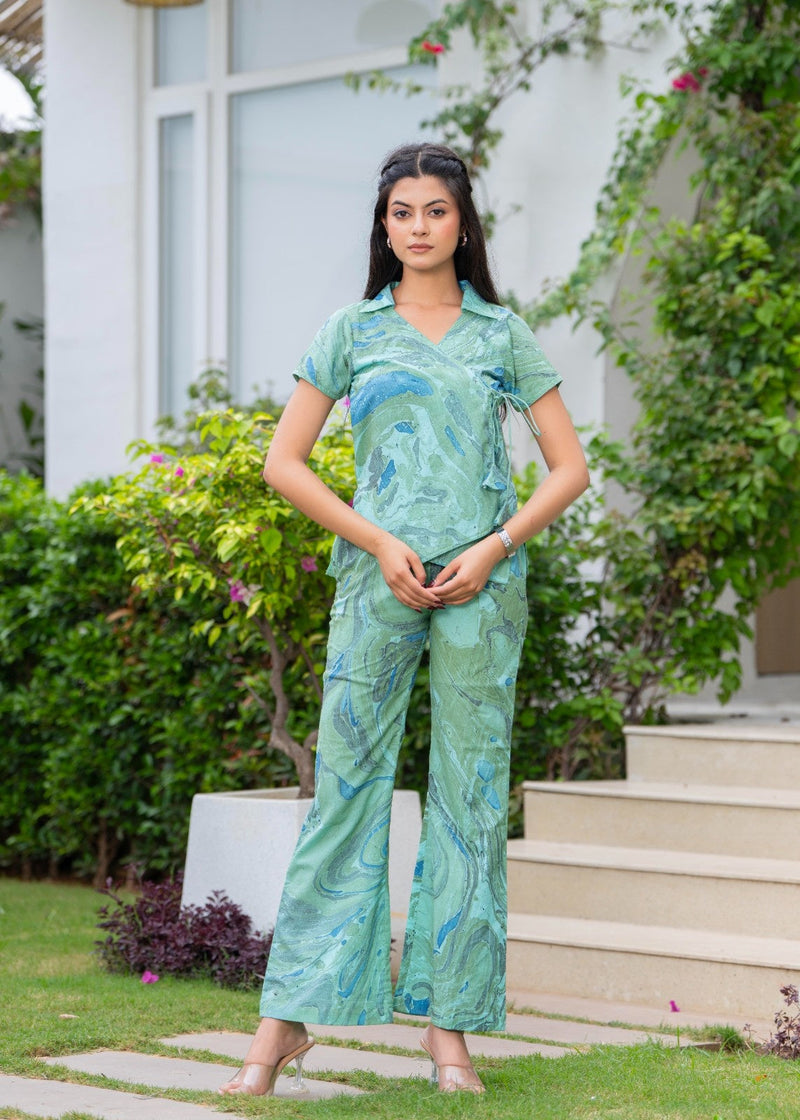 Pure Cotton Marble Print Cord-Set