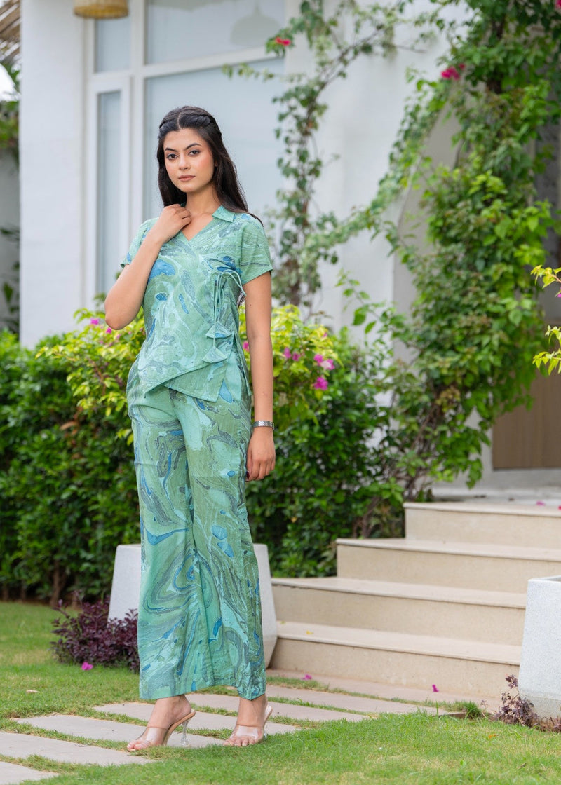 Pure Cotton Marble Print Cord-Set